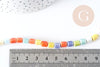 Perles tube porcelaine multicolore 6.5mm, création bijoux fantaisie DIY, fil de 30cm, x1 G8986