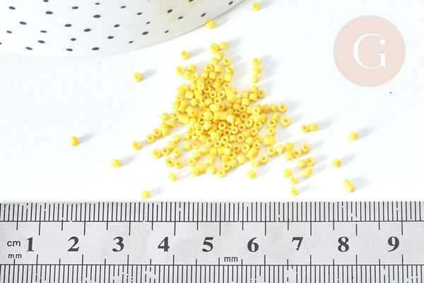Perles tube verre Jaune vif façon Delica miyuki, x1 sachet de 8g (G7764)