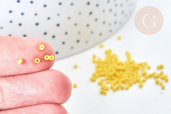 Perles tube verre Jaune vif façon Delica miyuki, x1 sachet de 8g (G7764)