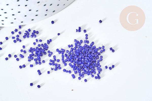 Perles tube verre bleu roi façon Delica miyuki, x1 sachet de 8g (G7769)
