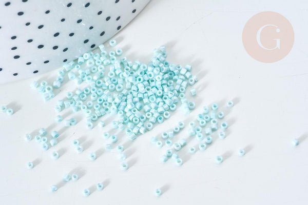 Perles tube verre turquoise clair façon Delica miyuki, x1 sachet de 8g (G7781)