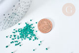 Perles tube verre vert façon Delica miyuki, x1 sachet de 8g (G7780)