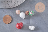Perles verre murano formes et couleurs multiples, perles feuille argent, x10 (G11024)