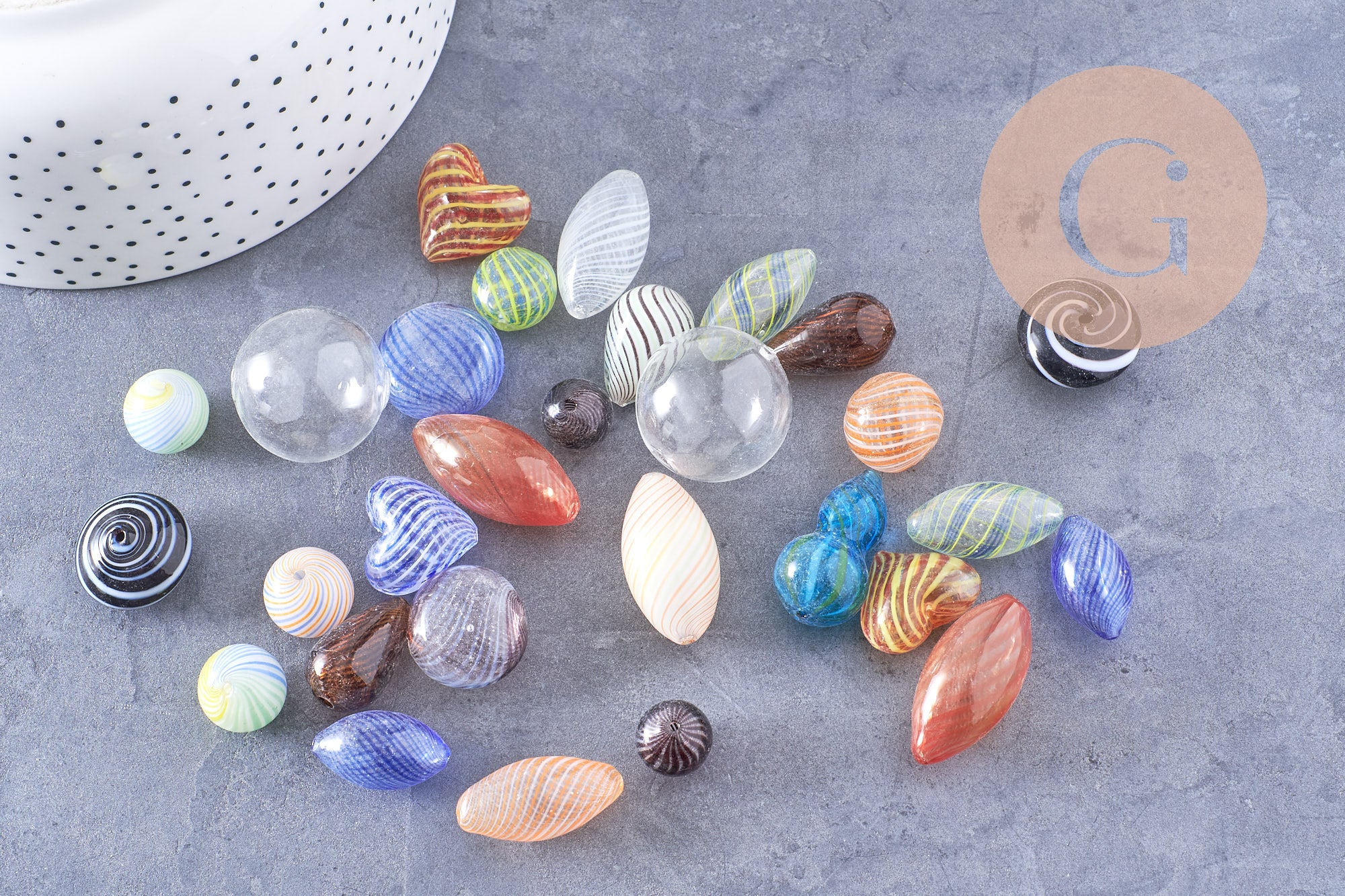Perles verre soufflé Murano multicolore 5-20mm, x10 x20 ou x50 (G1155)