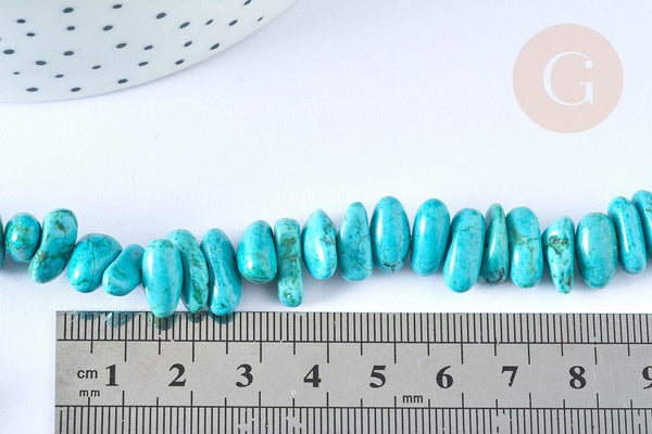 Perles/chips howlite naturelle turquoise 9-18mm, x1 fil 40 cm (G2574)