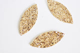 Pétale simili cuir paillettes doré fourniture créative,cuir synthétique,fabrication coiffure, accessoire mariage, 57.5mm, x 10 G4793