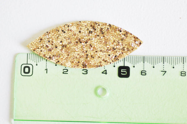 Pétale simili cuir paillettes doré fourniture créative,cuir synthétique,fabrication coiffure, accessoire mariage, 57.5mm, x 10 G4793