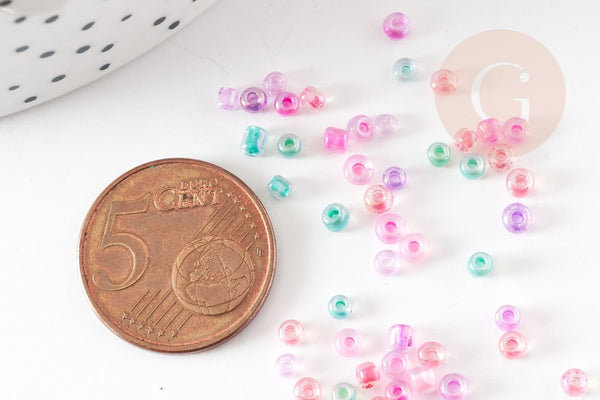 Petite Perles rocaille multicolore pastel 2.5mmx3mm, x10gr (G9283)