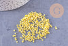 Petite perle rocaille verre rayé jaune blanc 1.5x2mm, x10 Gr (G10684)