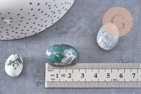 Pierre agate mousse naturelle roulée, galet agate mousse, pierre semi-precieuse, x20gr (G5193)