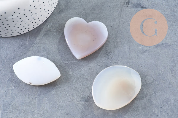 Pierre agate naturelle grise druze, agate naturelle roulée, pierre semi-precieuse, séance lithothérapie, 35-50mm, x1 G5653