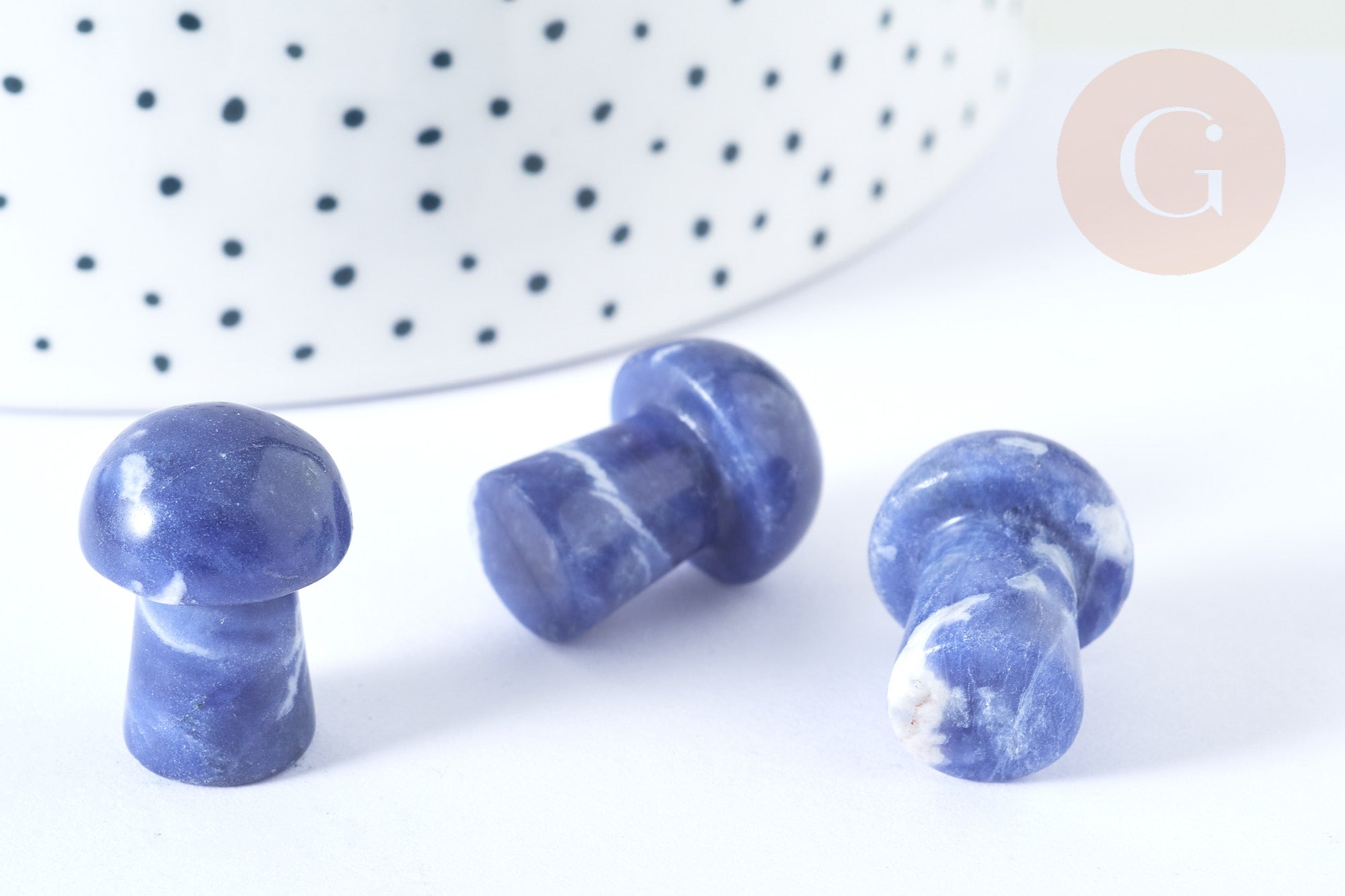 Pierre de massage champignon sodalite naturelle lithothérapie 20-21mm, pierre lithothérapie, x1, G7549