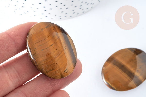 Pierre roulée ovale Œil de tigre naturel poli 44-45mm,pierre naturelle lithothérapie, création bijoux pierre, x1, G7579