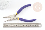Pince 6 en 1 fabrication de bijoux bout rond acier carbone, x1 (G4103)