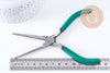 Pince plate long bec fabrication de bijoux acier support vert 14.2cm, x1 (G10650)