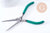 Pince plate long bec fabrication de bijoux acier support vert 14.2cm, x1 (G10650)