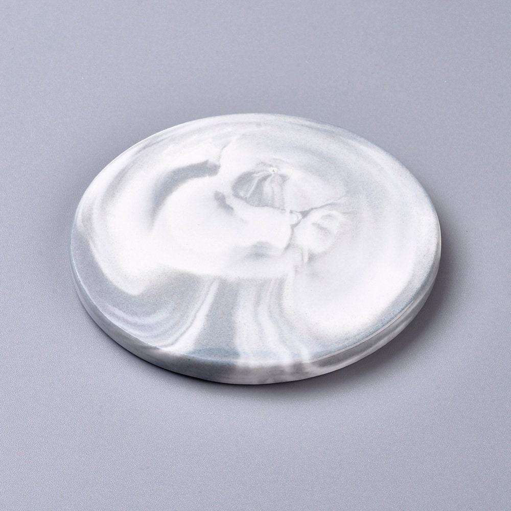 Plateau rond porcelaine Marbre gris et blanc, présentoir bijoux, un support décoratif minimaliste pour poser vos bijoux,9.6cm, x1 G5095