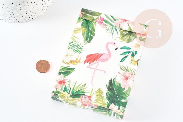 Pochette carton motif tropical 14.6x10.5cm, x1 G3168