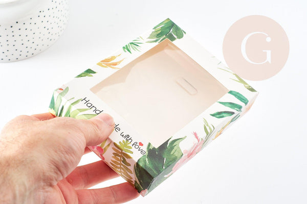 Pochette carton motif tropical 14.6x10.5cm, x1 G3168