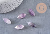 Pointe améthyste naturelle non percée 18mm, pointe double, pierre naturelle polie, création bijoux améthyste lithothérapie, x1 (G5621)