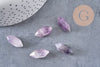 Pointe améthyste naturelle non percée 18mm, pointe double, pierre naturelle polie, création bijoux améthyste lithothérapie, x1 (G5621)
