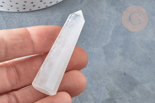 Pointe cristal de roche naturel 59~61mm, quartz naturel, pierre semi-précieuse, séance lithothérapie, x1 (G7941)