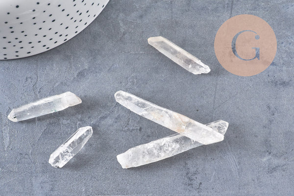 Pointe cristal de roche transparent non percée, pierre brute, cristal, pierre naturelle, x1 (G3616)