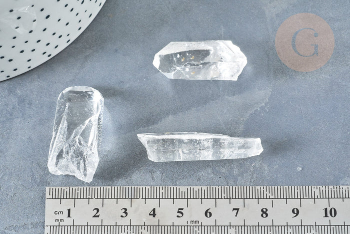 Pointe cristal de rochenaturel transparent brut non percée, x1 (G8231)