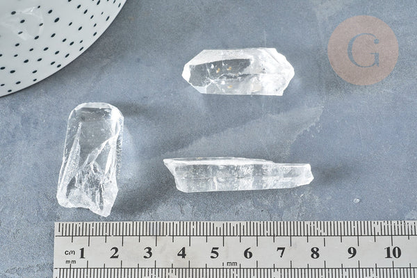 Pointe cristal de rochenaturel transparent brut non percée, x1 (G8231)