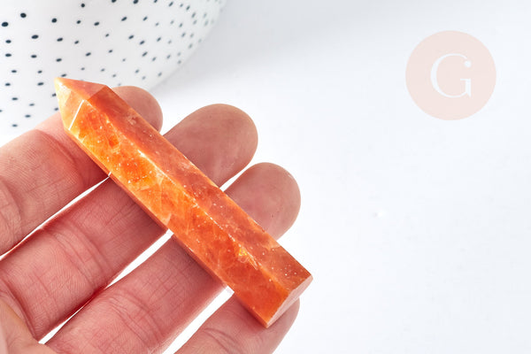 Pointe pierre du soleil naturelle 70-80mm, pierre naturelle séance lithothérapie, x1 (G8408)