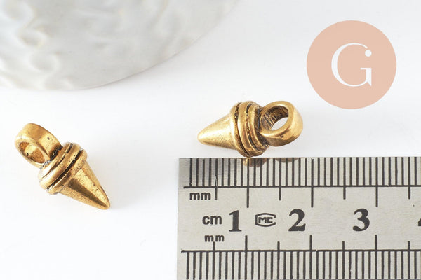 Pointes pendentif doré,rock Punk, pendentif doré, Pendentif rock, création boucles,18mm, x10 (G1577)