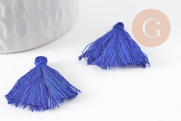 Pompon bleu coton bleu 25-31mm, x5 (G2770)