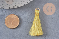 Pompon doré ,pompon décoration, scrapbooking,pompon soie, accessoire,longueur 4.8cm, x1 (G1618)