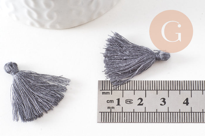Pompon gris foncé coton,décoration pompon,accessoire coton, coton gris,25-31mm, x5 G1668