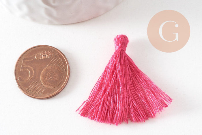 Pompon rose coton 25-31mm, décoration pompon,accessoire coton, pompon boucles, x5 G2772
