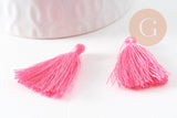 Pompon rose coton,décoration pompon,accessoire coton, pompon boucles, coton rose,25-31mm, x5 G0110