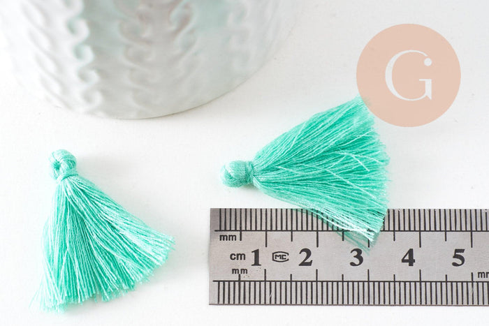 Pompon vert clair fil de coton 28mm, x5 (G1008)