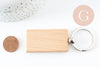 Porte-clef rectangle bois personnalisable 63.5mm, x1 (G9633)