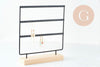 Présentoir à bijoux boucles d'oreilles laiton noir socle bois 28.5cm, x1 (G9453)