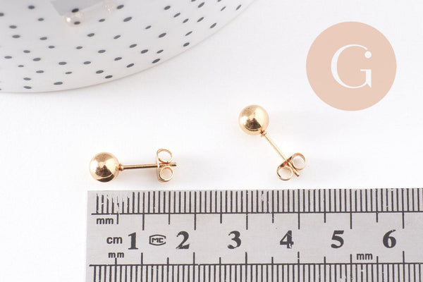 Puces d'oreilles avec boules en acier 304 inoxydable 17x6mm, tige 0.8mm, la paire (G4919)