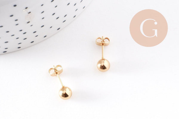 Puces d'oreilles avec boules en acier 304 inoxydable 17x6mm, tige 0.8mm, la paire (G4919)