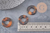 Pendentif cercle marron acétate,perle acétate,connecteur plastique, 21.5mm, x2 (G1551)