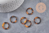 Pendentif cercle marron acétate, perle acétate,connecteur plastique,21.5mm, x2 ou x10 (G4802)