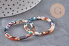Pendentif cercle multicolore acetate 34.5mm,connecteur plastique, x5 (G4757)