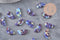 Pendentif demi-cercle bleu indigo 23mm, perle acétate,connecteur plastique, x2 ou x10 (G2881)