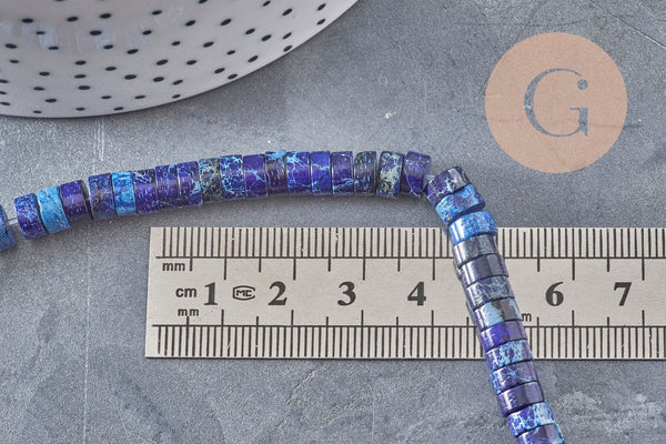 Perles heishi jaspe imperial bleu, x1 fil de 40cm (G5531)