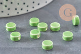 Perles porcelaine vert clair, perle céramique disque, verte,8mm, x10 (G4731)