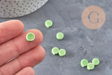 Perles porcelaine vert clair, perle céramique disque, verte,8mm, x10 (G4731)