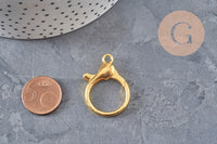 Fermoir grand mousqueton perroquet laiton doré 33.5mm, x1 (G6894)