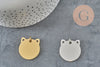 Cat head pendant, 201 stainless steel, 29mm, customizable, x1 (G11017)